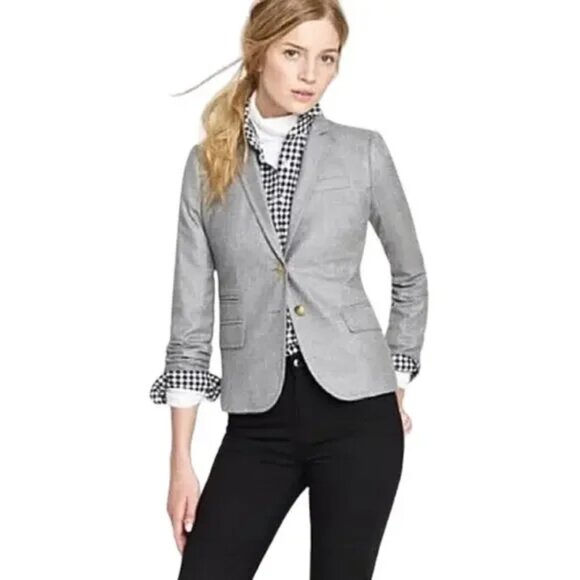 J. Crew Gray Schoolboy Blazer Jacket 8 Gold Buttons Wool Blend Office Old Money - Picture 12 of 12